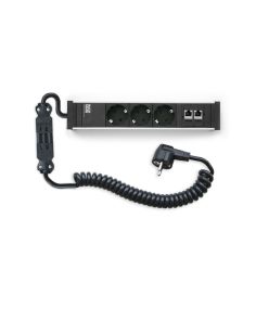 Narbutas Steckdosenleiste mit Spiralkabel (LAN Zugang und 3 Steckdosen)